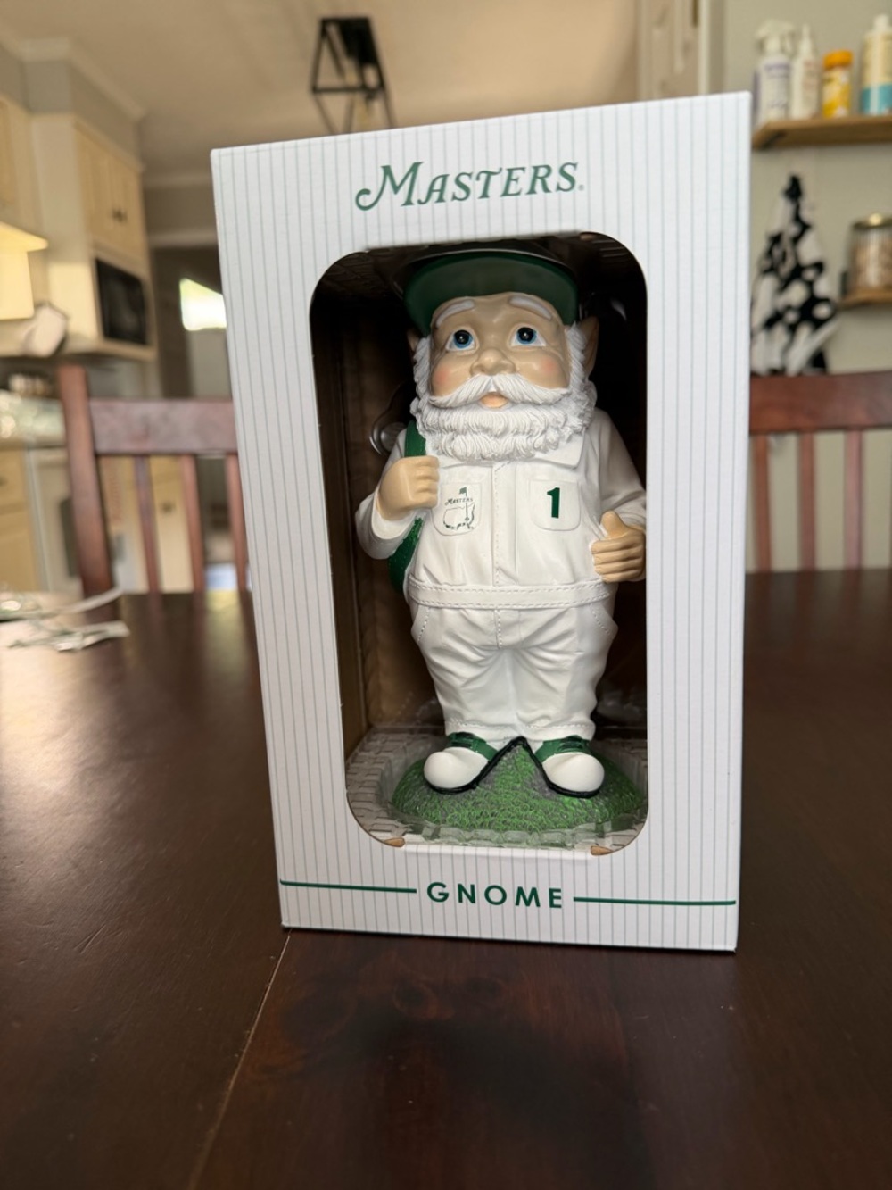 Masters White and Green Golf Gnome Figurine